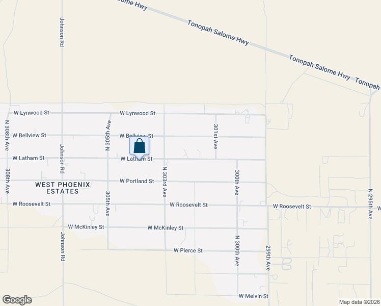 map of restaurants, bars, coffee shops, grocery stores, and more near 30137 West Latham Street in Buckeye