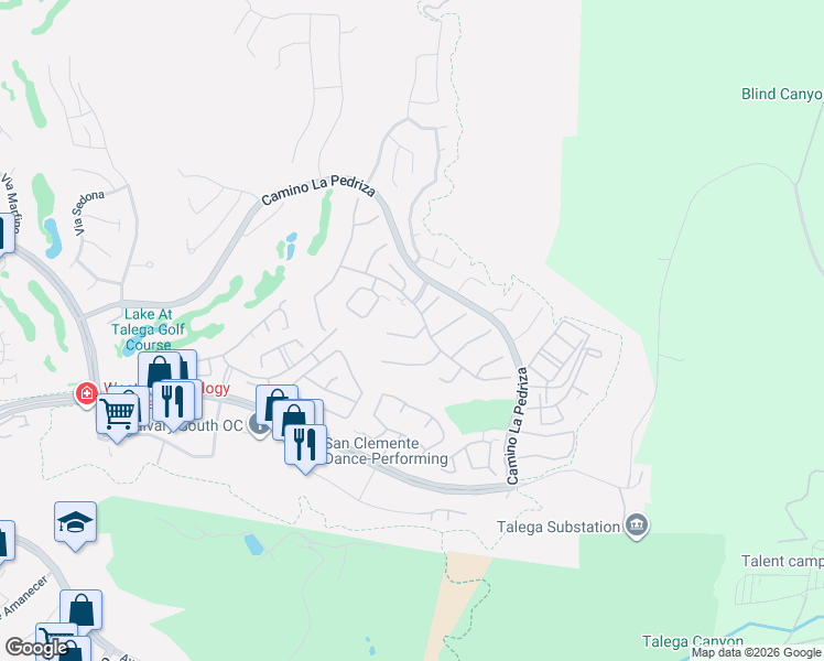 map of restaurants, bars, coffee shops, grocery stores, and more near 5 Camino Botero in San Clemente
