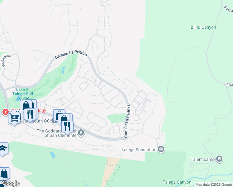 map of restaurants, bars, coffee shops, grocery stores, and more near 5 Corte Ladino in San Clemente