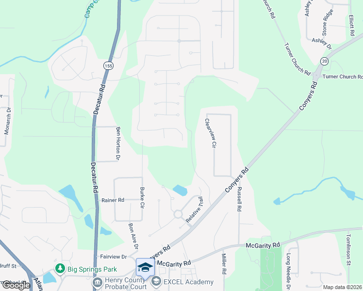 map of restaurants, bars, coffee shops, grocery stores, and more near 1300 Ohara Drive in McDonough