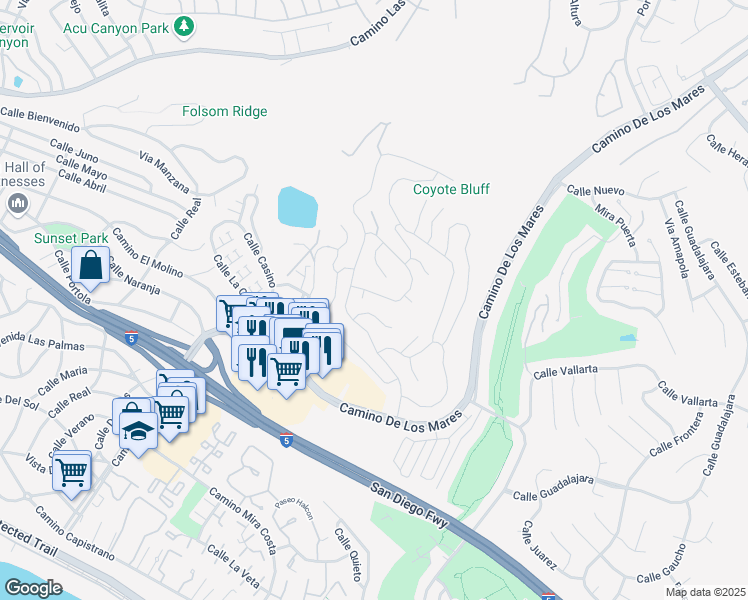 map of restaurants, bars, coffee shops, grocery stores, and more near 2 Cresta Del Sol in San Clemente