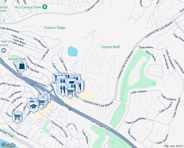map of restaurants, bars, coffee shops, grocery stores, and more near 2 Cresta Del Sol in San Clemente