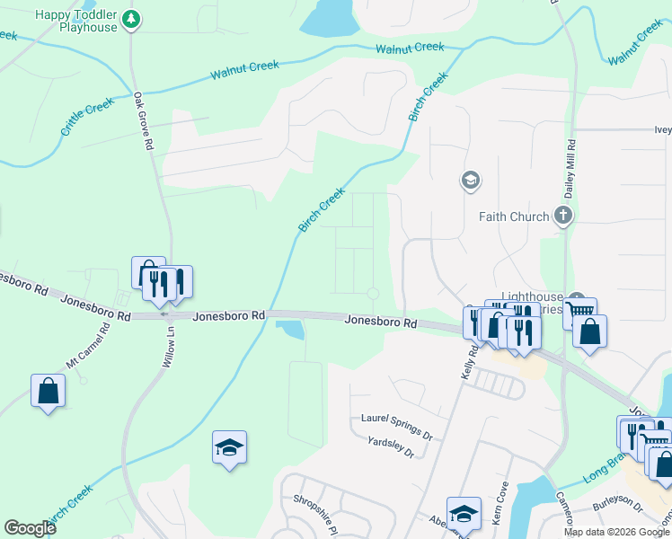 map of restaurants, bars, coffee shops, grocery stores, and more near 204 Sanctuary Drive in McDonough