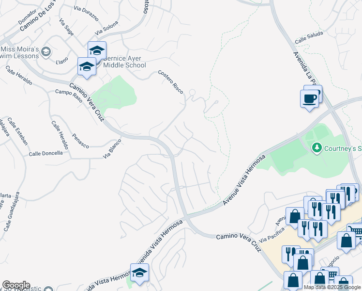 map of restaurants, bars, coffee shops, grocery stores, and more near 2515 Costero Magestuoso in San Clemente