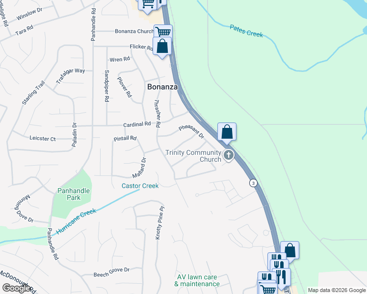 map of restaurants, bars, coffee shops, grocery stores, and more near 1690 Kinglet Road in Jonesboro