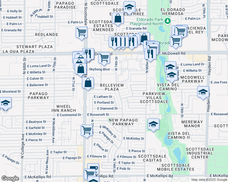 map of restaurants, bars, coffee shops, grocery stores, and more near 1085 East Enterprise Drive in Scottsdale