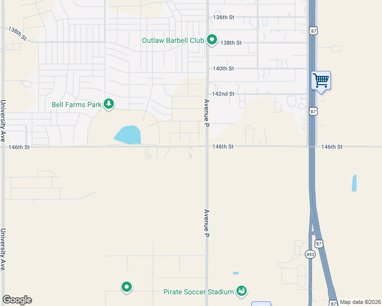 map of restaurants, bars, coffee shops, grocery stores, and more near 1600-2498 146th Street in Lubbock