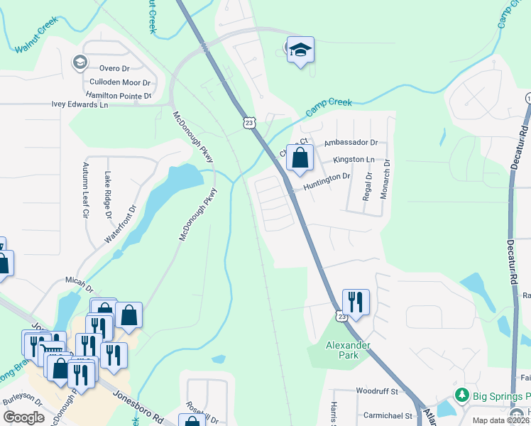 map of restaurants, bars, coffee shops, grocery stores, and more near 267 Rankin Circle in McDonough