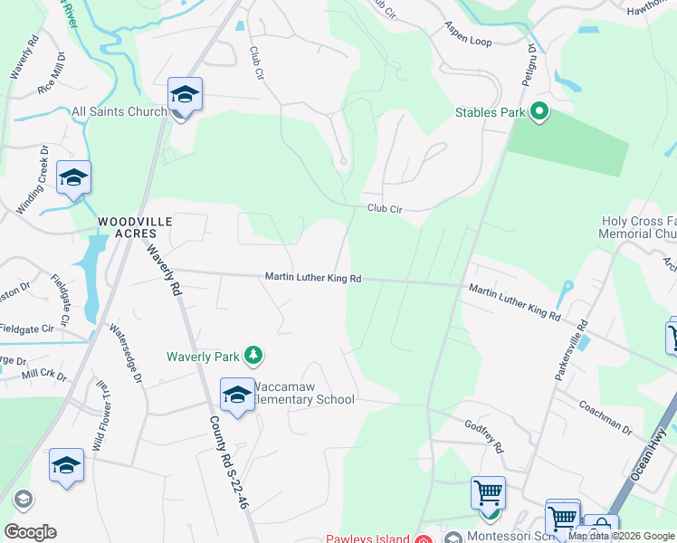 map of restaurants, bars, coffee shops, grocery stores, and more near 47 Maintenance Drive in Pawleys Island
