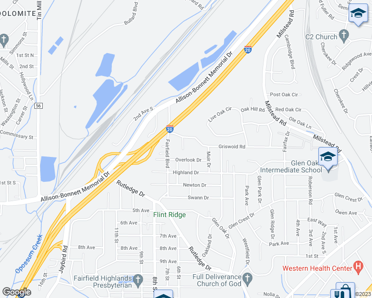 map of restaurants, bars, coffee shops, grocery stores, and more near 215 7th Street in Midfield