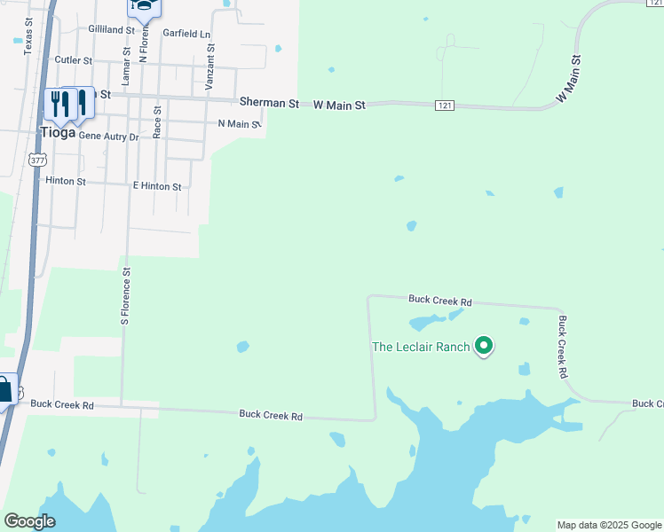 map of restaurants, bars, coffee shops, grocery stores, and more near 609 Buck Creek Road in Tioga