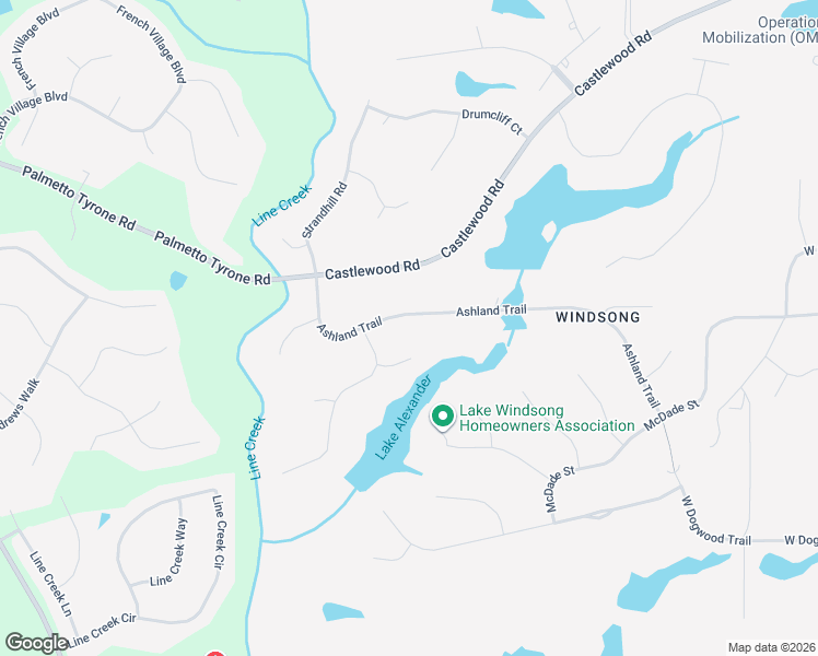 map of restaurants, bars, coffee shops, grocery stores, and more near 185 Ashland Trail in Tyrone