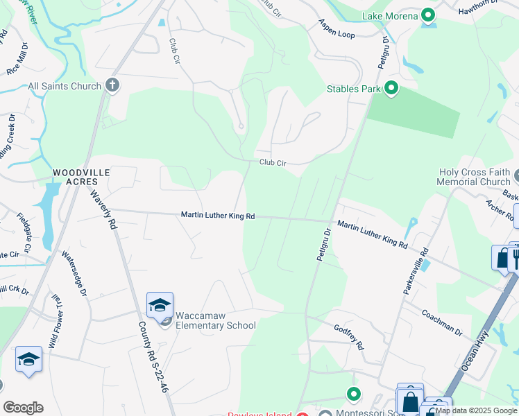 map of restaurants, bars, coffee shops, grocery stores, and more near 997 Martin Luther King Road in Pawleys Island