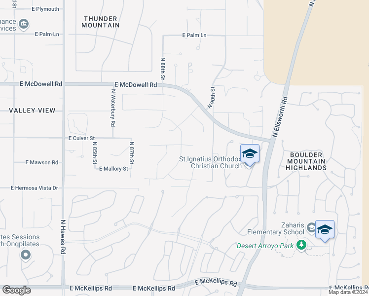 map of restaurants, bars, coffee shops, grocery stores, and more near 8903 East Norwood Circle in Mesa
