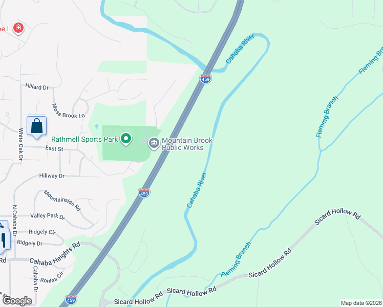 map of restaurants, bars, coffee shops, grocery stores, and more near 3750 Cahaba Heights Road in Birmingham