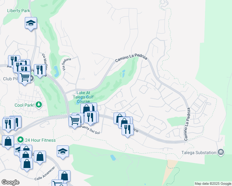 map of restaurants, bars, coffee shops, grocery stores, and more near 68 Avenida Cristal in San Clemente