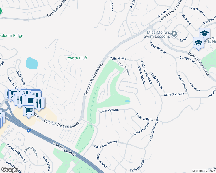 map of restaurants, bars, coffee shops, grocery stores, and more near 41 Mira Las Olas in San Clemente