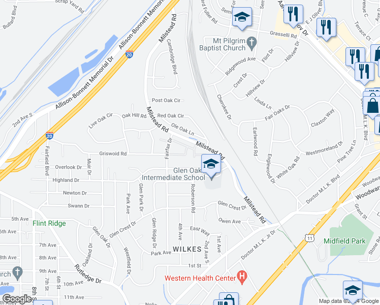 map of restaurants, bars, coffee shops, grocery stores, and more near 420 Fairfax Drive in Fairfield