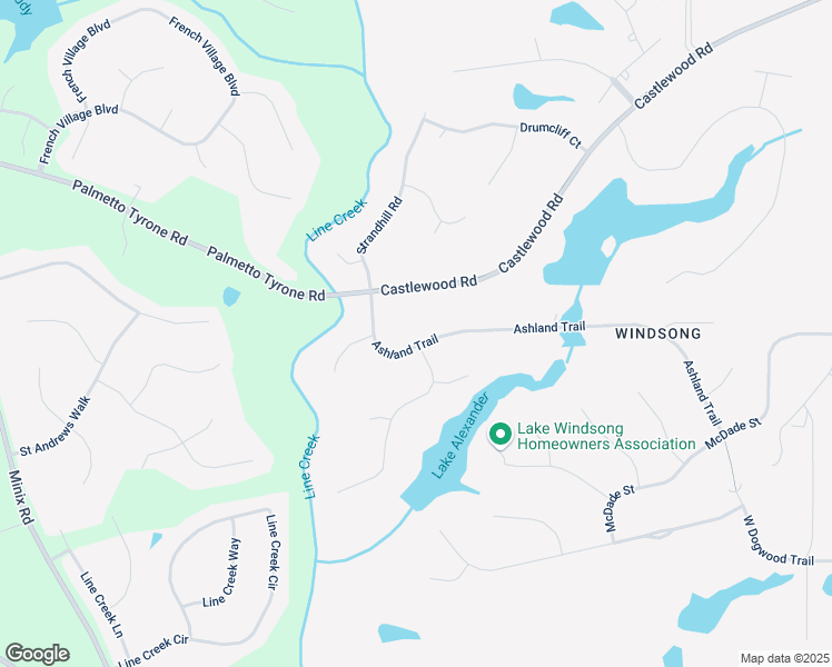 map of restaurants, bars, coffee shops, grocery stores, and more near 130 Ashland Trail in Tyrone