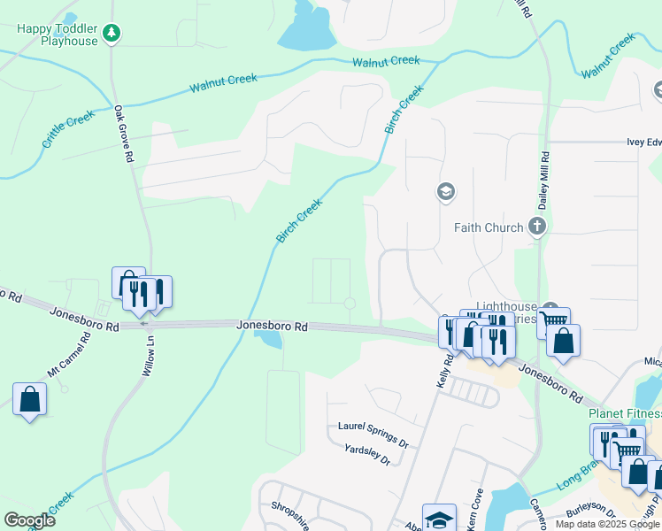 map of restaurants, bars, coffee shops, grocery stores, and more near Heavenly Hollow Place in Henry County