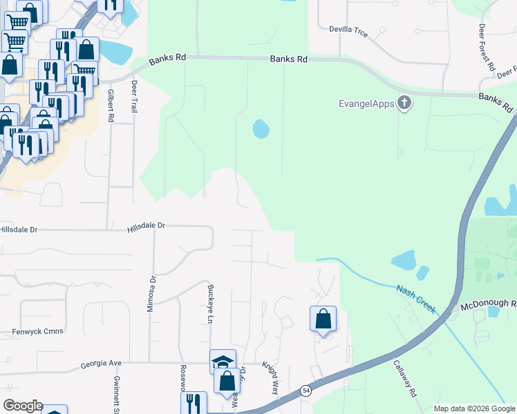 map of restaurants, bars, coffee shops, grocery stores, and more near 260 Allenwood Road in Fayetteville