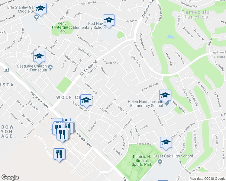 map of restaurants, bars, coffee shops, grocery stores, and more near 32102 Elk Grove Court in Temecula