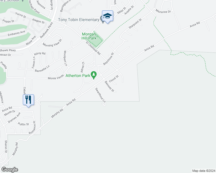 map of restaurants, bars, coffee shops, grocery stores, and more near 45732 Bassett Street in Temecula