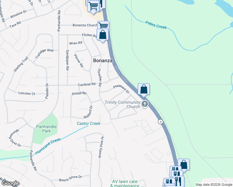 map of restaurants, bars, coffee shops, grocery stores, and more near 1690 Kinglet Road in Jonesboro