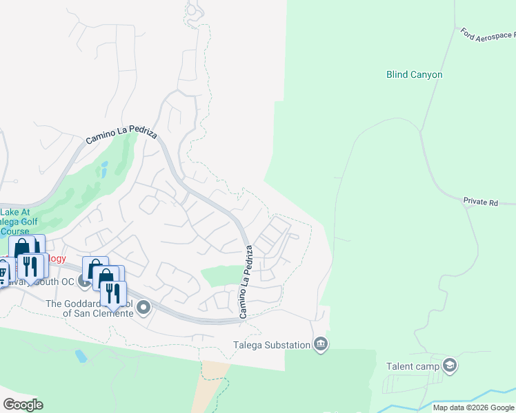 map of restaurants, bars, coffee shops, grocery stores, and more near 103 Corte Tierra Bella in San Clemente