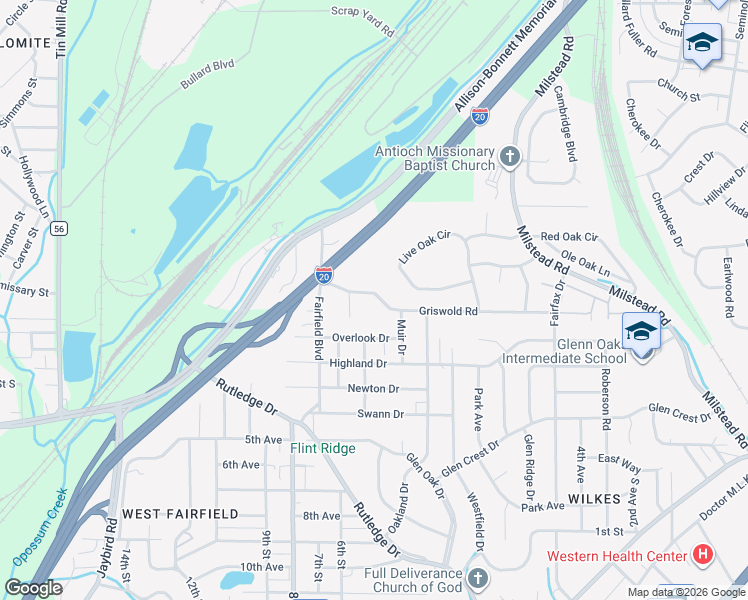 map of restaurants, bars, coffee shops, grocery stores, and more near 201 7th Street in Midfield
