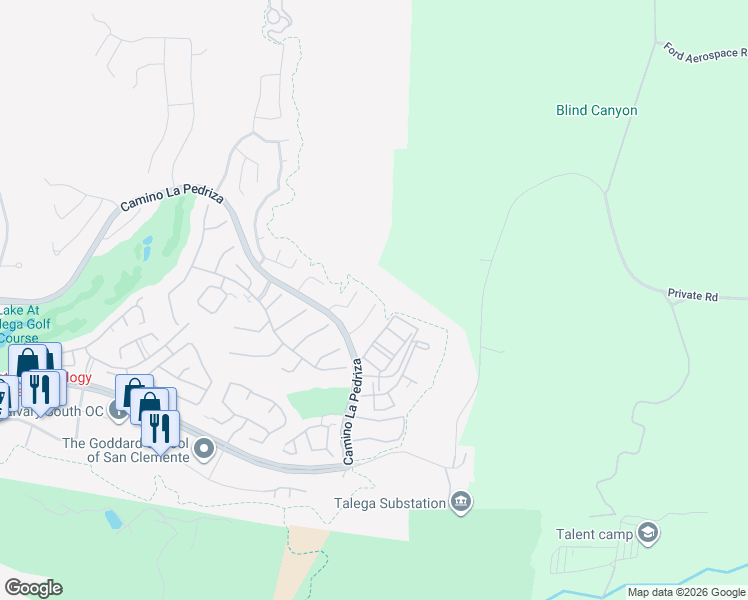 map of restaurants, bars, coffee shops, grocery stores, and more near 101 Corte Tierra Bella in San Clemente