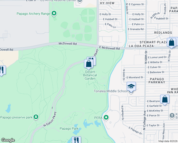 map of restaurants, bars, coffee shops, grocery stores, and more near 1201 North Galvin Parkway in Phoenix
