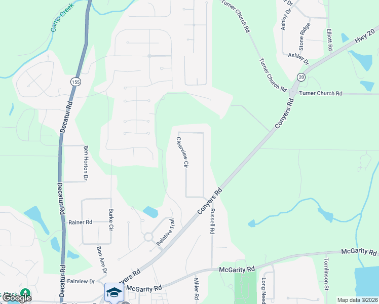 map of restaurants, bars, coffee shops, grocery stores, and more near 225 Clearview Circle in McDonough