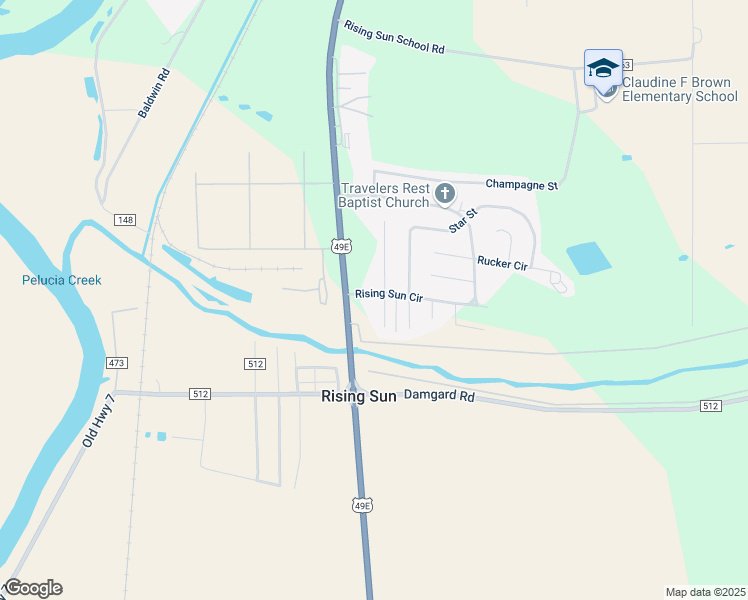 map of restaurants, bars, coffee shops, grocery stores, and more near 605 Rising Sun Circle in Greenwood