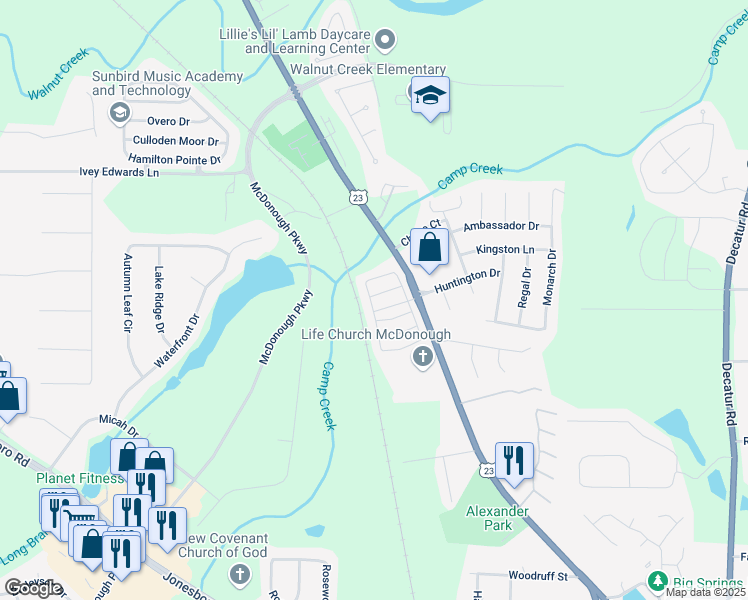 map of restaurants, bars, coffee shops, grocery stores, and more near 229 Rankin Circle in McDonough