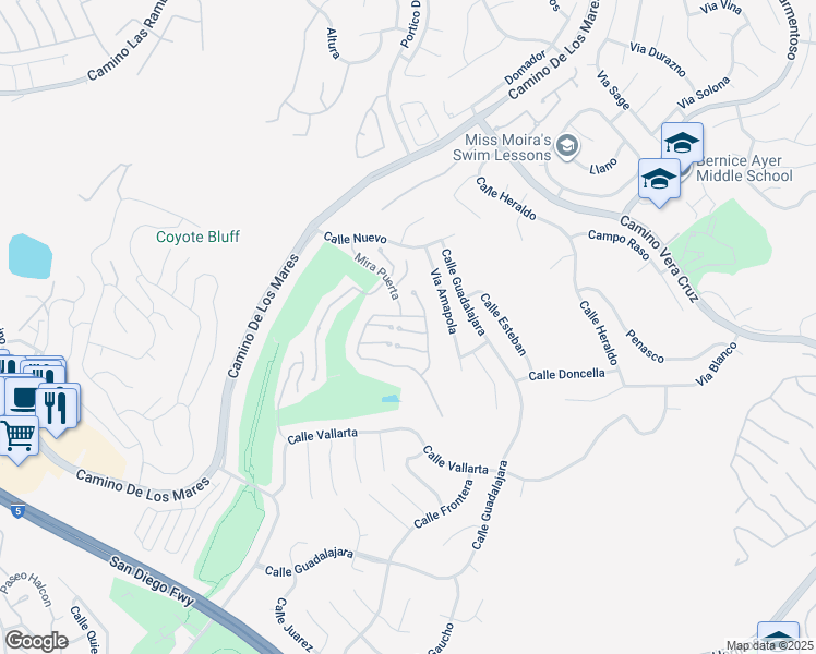 map of restaurants, bars, coffee shops, grocery stores, and more near 180 Mira Del Oeste in San Clemente