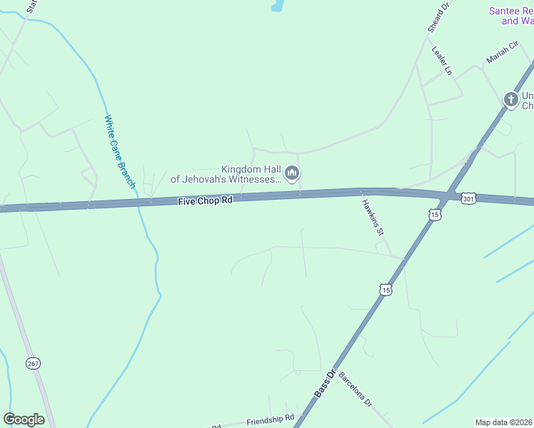 map of restaurants, bars, coffee shops, grocery stores, and more near 7420 Five Chop Road in Santee