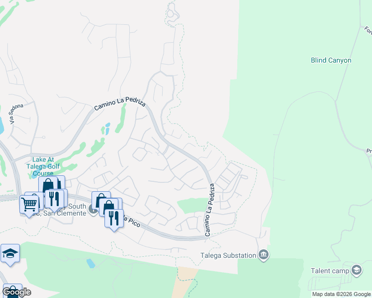 map of restaurants, bars, coffee shops, grocery stores, and more near 316 Corte Mira Vista in San Clemente