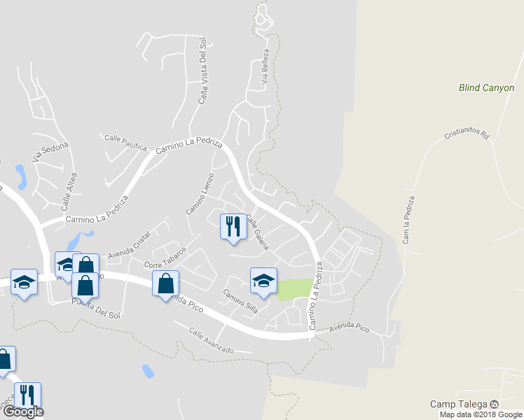 map of restaurants, bars, coffee shops, grocery stores, and more near 1 Corte Sagrada in San Clemente