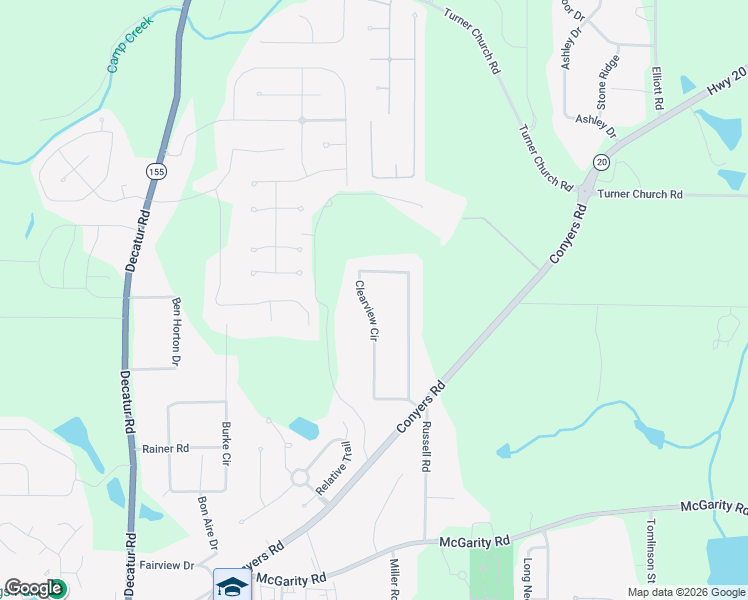 map of restaurants, bars, coffee shops, grocery stores, and more near 225 Clearview Circle in McDonough
