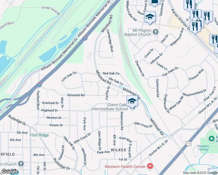 map of restaurants, bars, coffee shops, grocery stores, and more near 420 Fairfax Drive in Fairfield