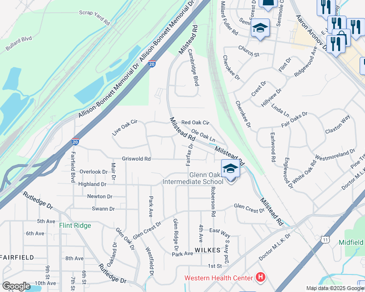 map of restaurants, bars, coffee shops, grocery stores, and more near 1104 Griswold Road in Fairfield