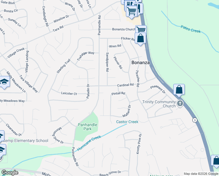 map of restaurants, bars, coffee shops, grocery stores, and more near 1545 Cardinal Road in Jonesboro
