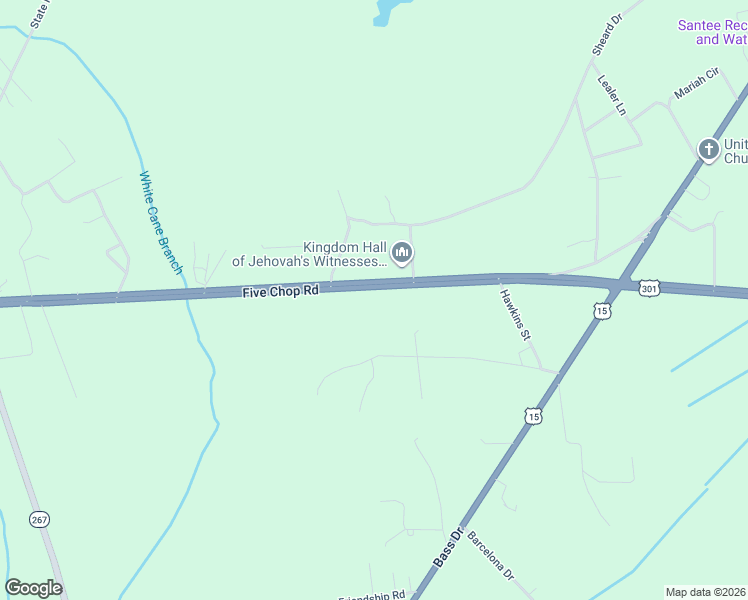 map of restaurants, bars, coffee shops, grocery stores, and more near 7420 Five Chop Road in Santee