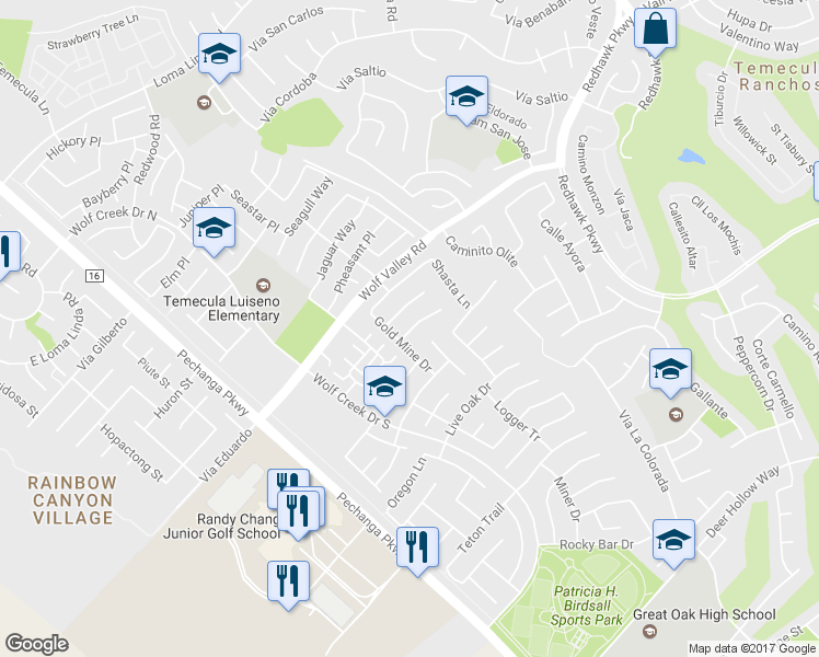 map of restaurants, bars, coffee shops, grocery stores, and more near 31955 Lodge House Court in Temecula