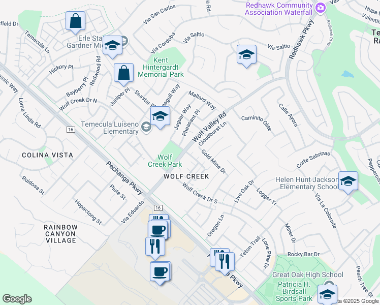 map of restaurants, bars, coffee shops, grocery stores, and more near 45830 Daviana Way in Temecula