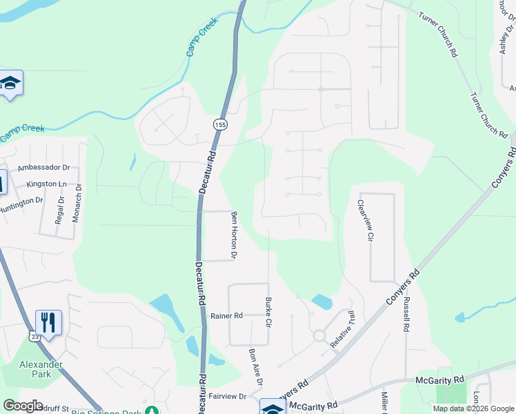 map of restaurants, bars, coffee shops, grocery stores, and more near 161 Pitty Pat Place in McDonough