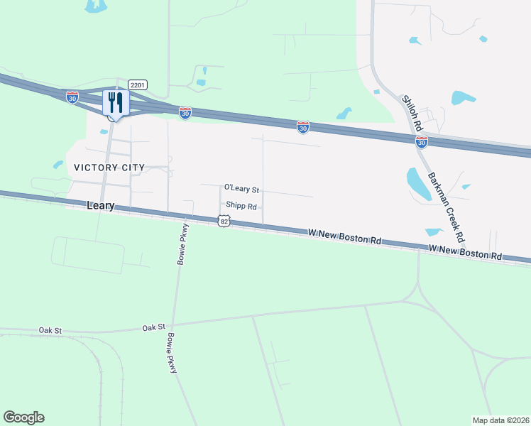 map of restaurants, bars, coffee shops, grocery stores, and more near 250 Manning Road in Hooks