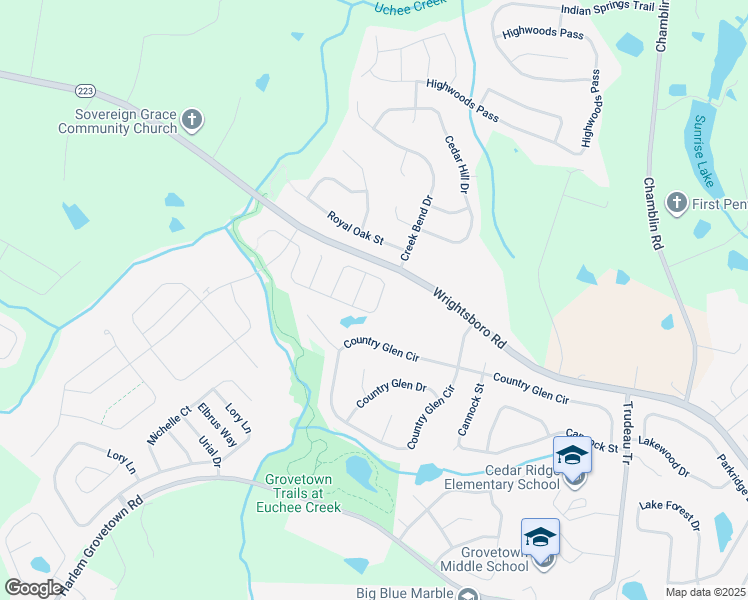 map of restaurants, bars, coffee shops, grocery stores, and more near 1172 Fawn Forest Road in Grovetown