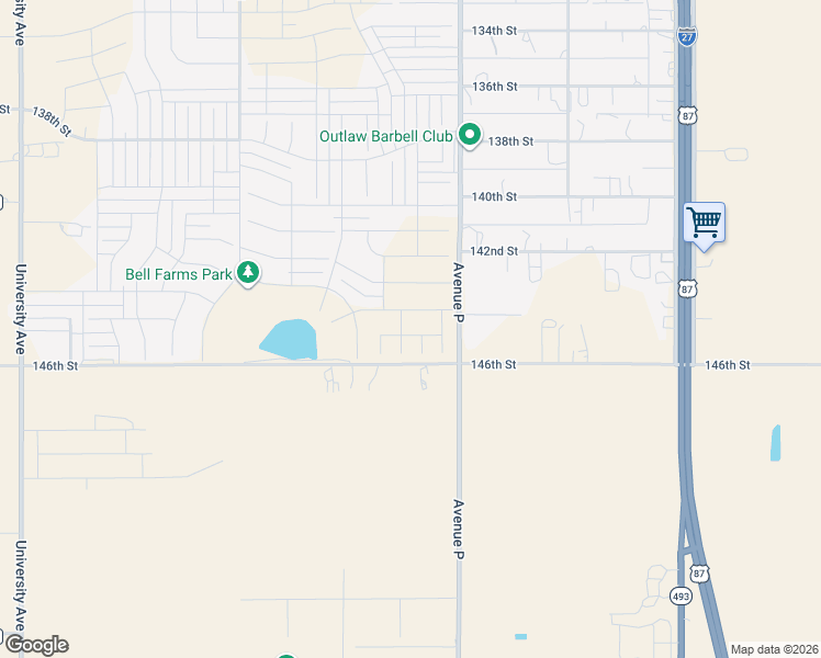 map of restaurants, bars, coffee shops, grocery stores, and more near 14414 County Road 2300 in Lubbock